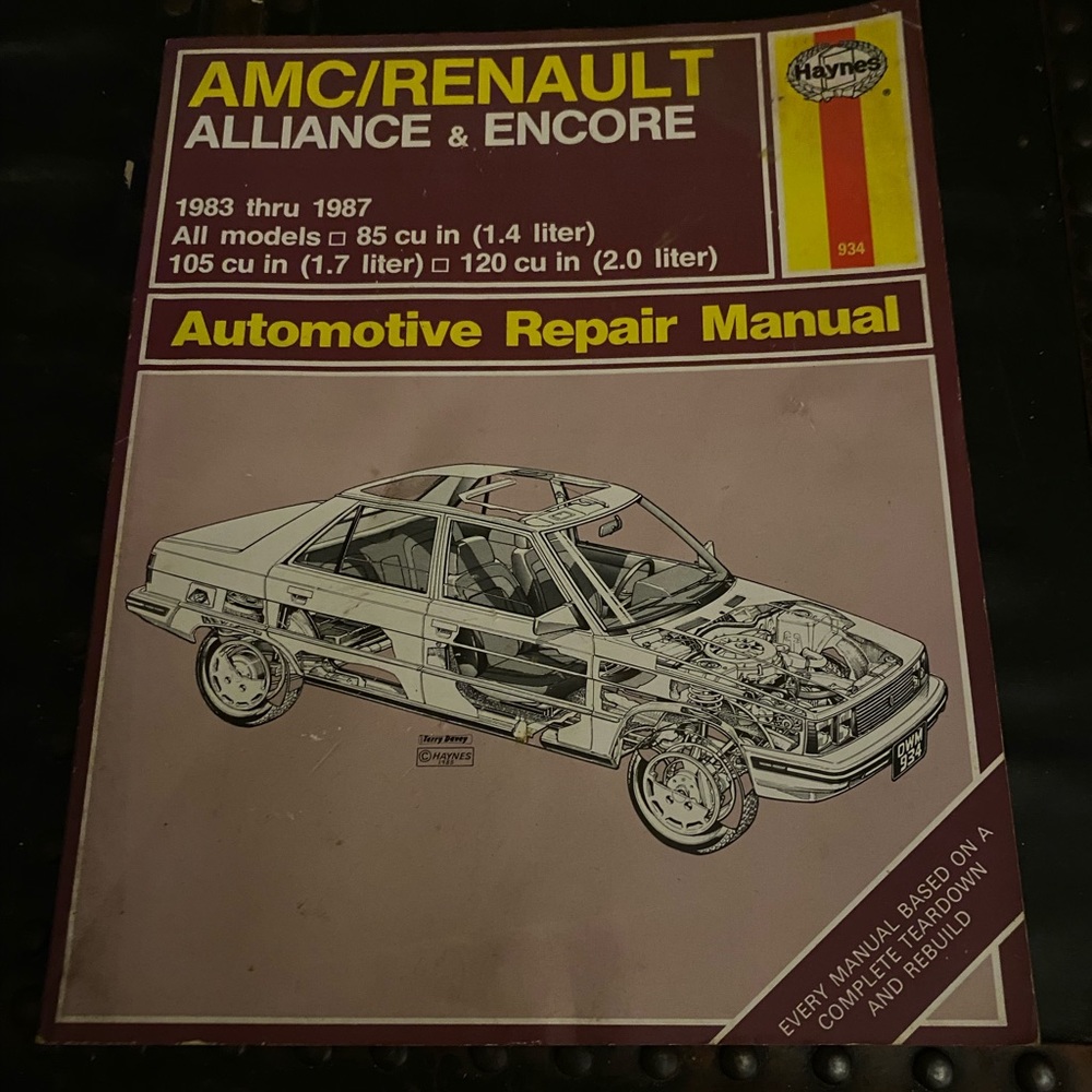 Haynes AMC / Renault Alliance & Encore 1983-1987 auto repair manual 934